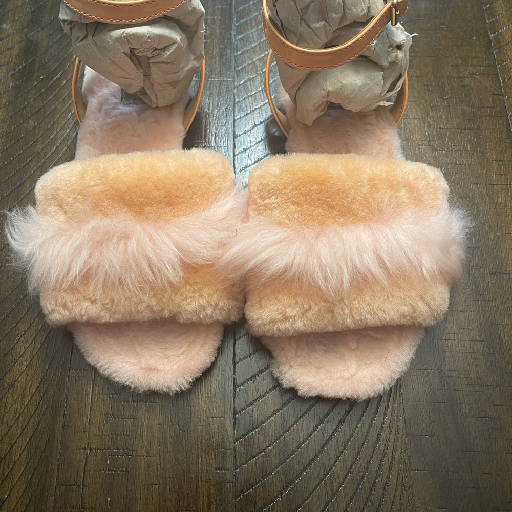 UGG Peach Blush Shearling Slide Sandals